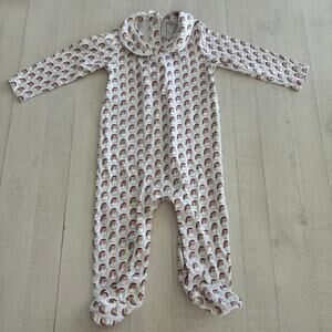 Lila & Hayes Vintage Santa 100% Pima Cotton Footie 6-9 months EUC